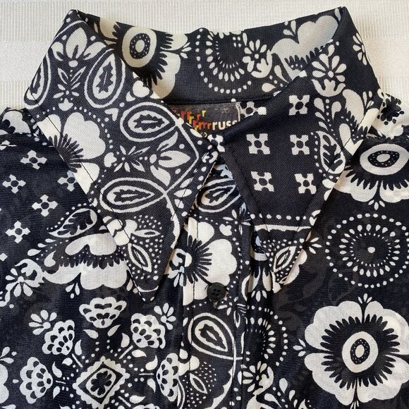 rrr Russ Togs Inc Vintage Elbow Length Women’s Floral Blouse Sz L - Picture 8 of 14